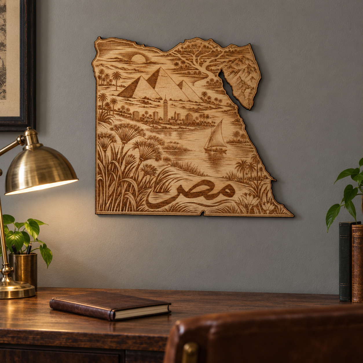 Room visualization of Egypt · River & Pyramids; styling shown is illustrative.