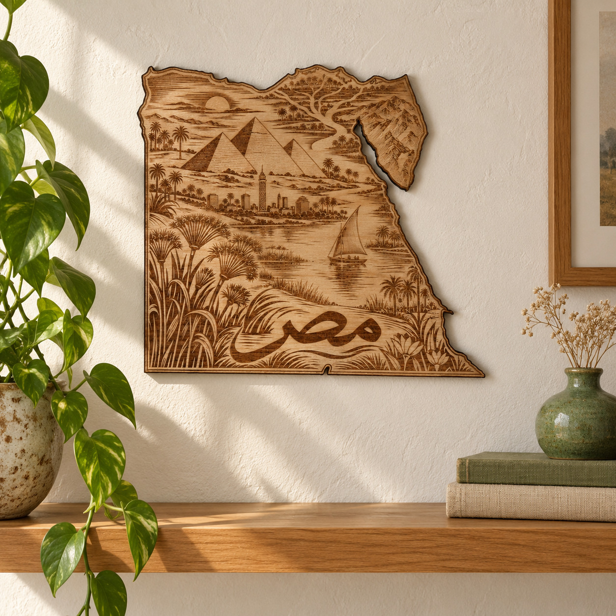 Room visualization of Egypt · River & Pyramids; styling shown is illustrative.