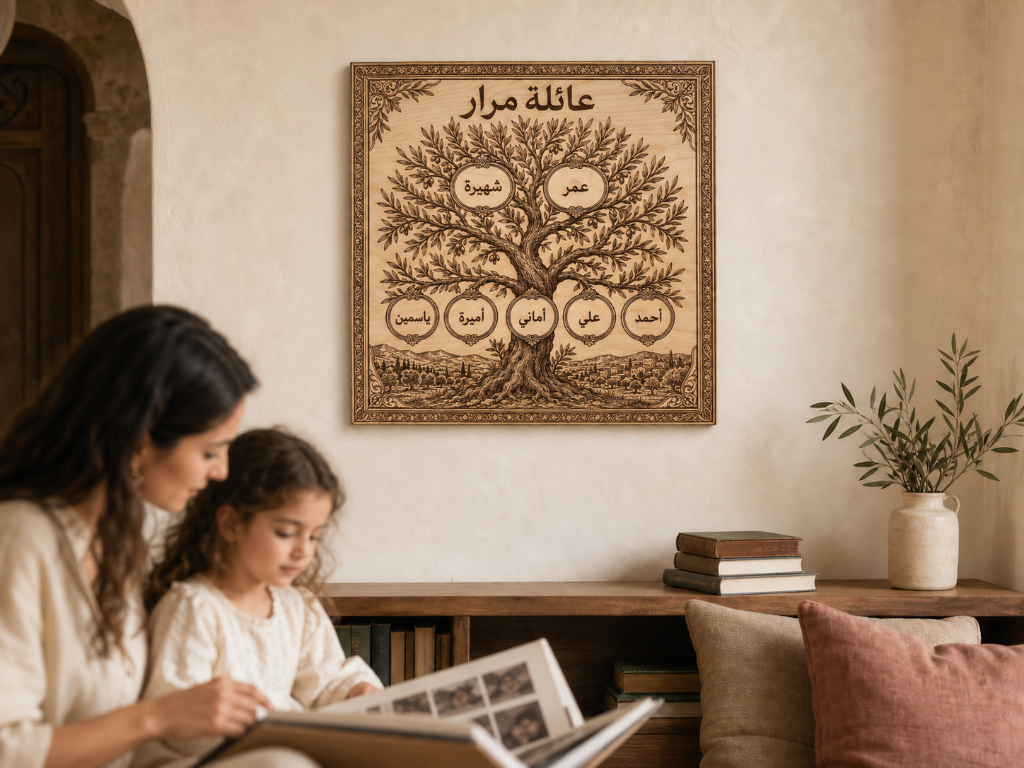 Arabic personalized Family Tree wall art — family album.