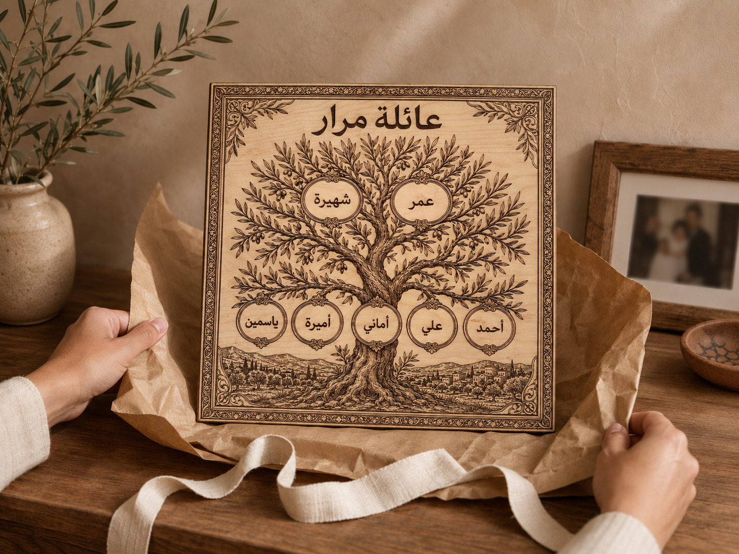 Arabic personalized Family Tree wall art — heirloom gift.