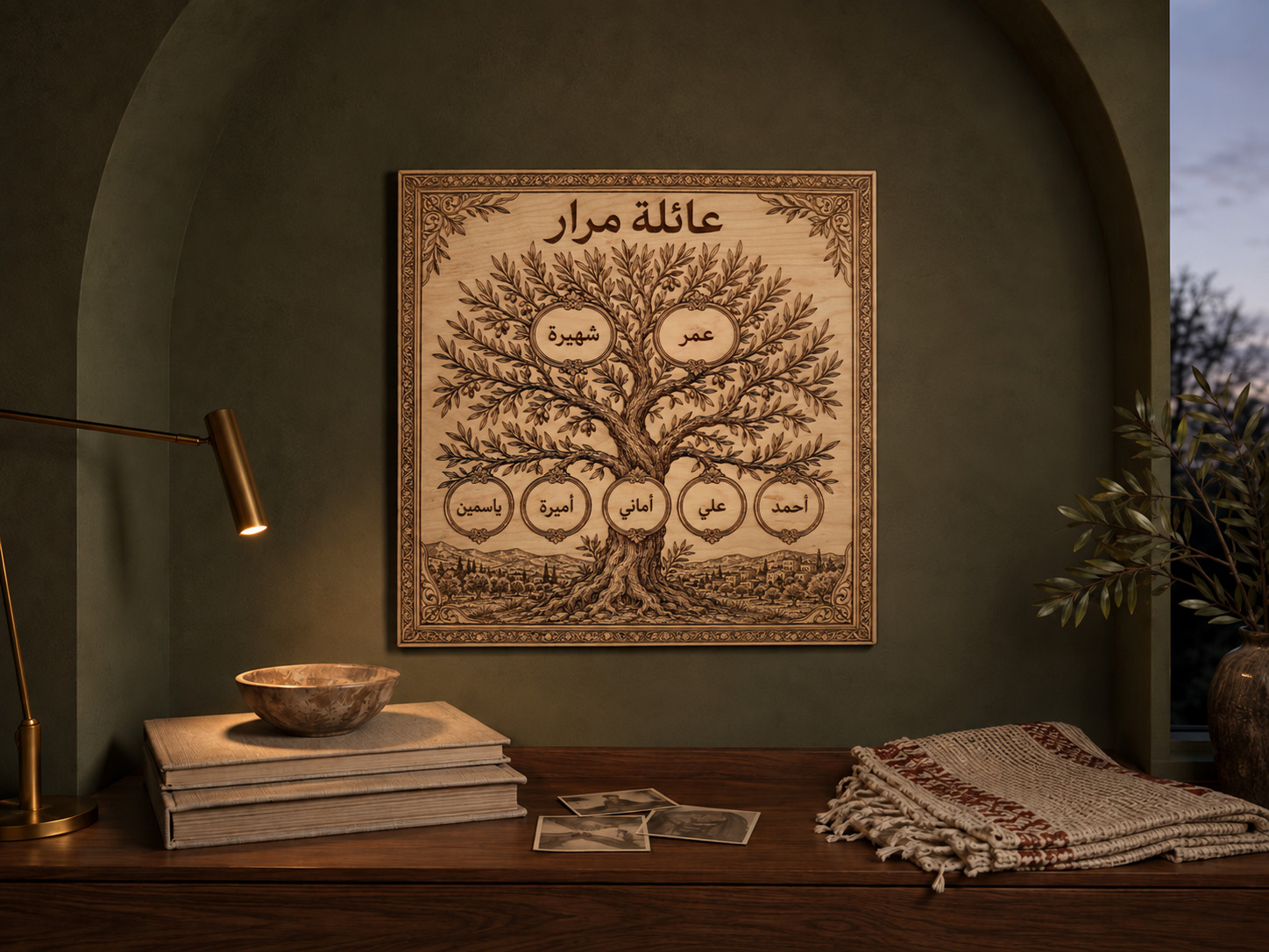 Arabic personalized Family Tree wall art — olive archive.