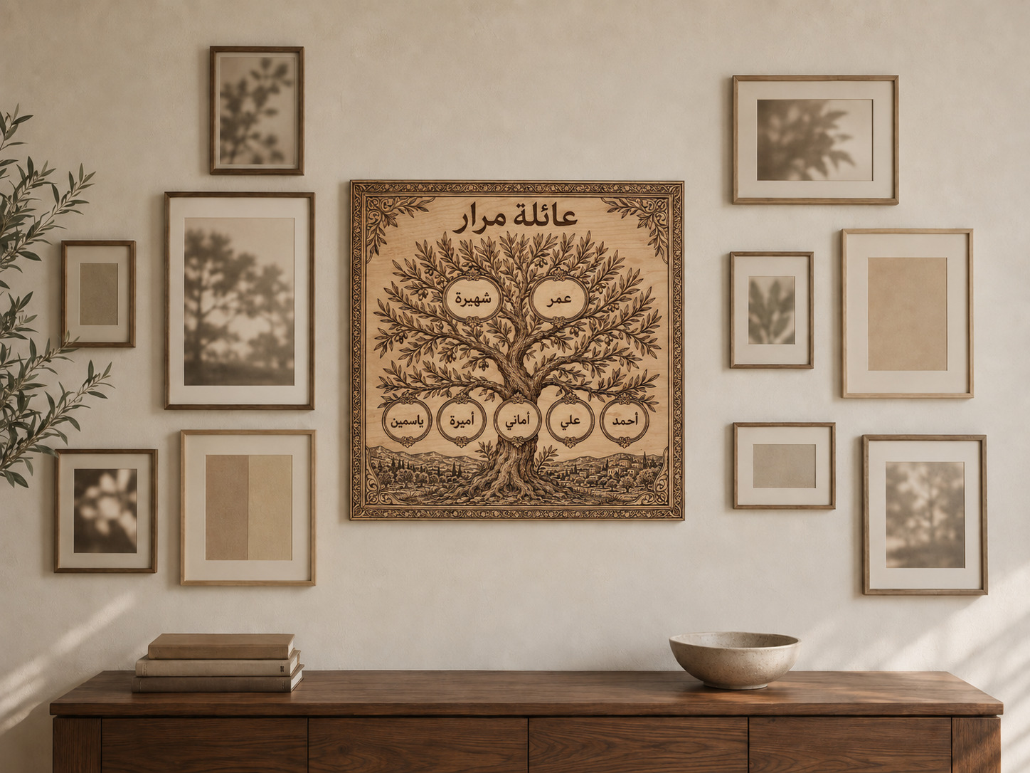 Arabic personalized Family Tree wall art — gallery wall.