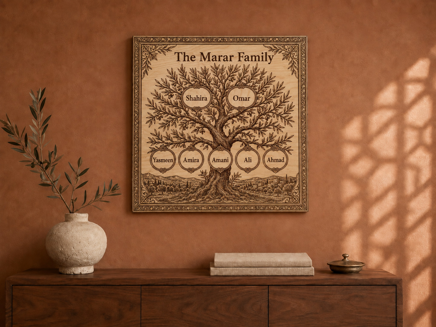 English personalized Family Tree wall art — english terracotta room.