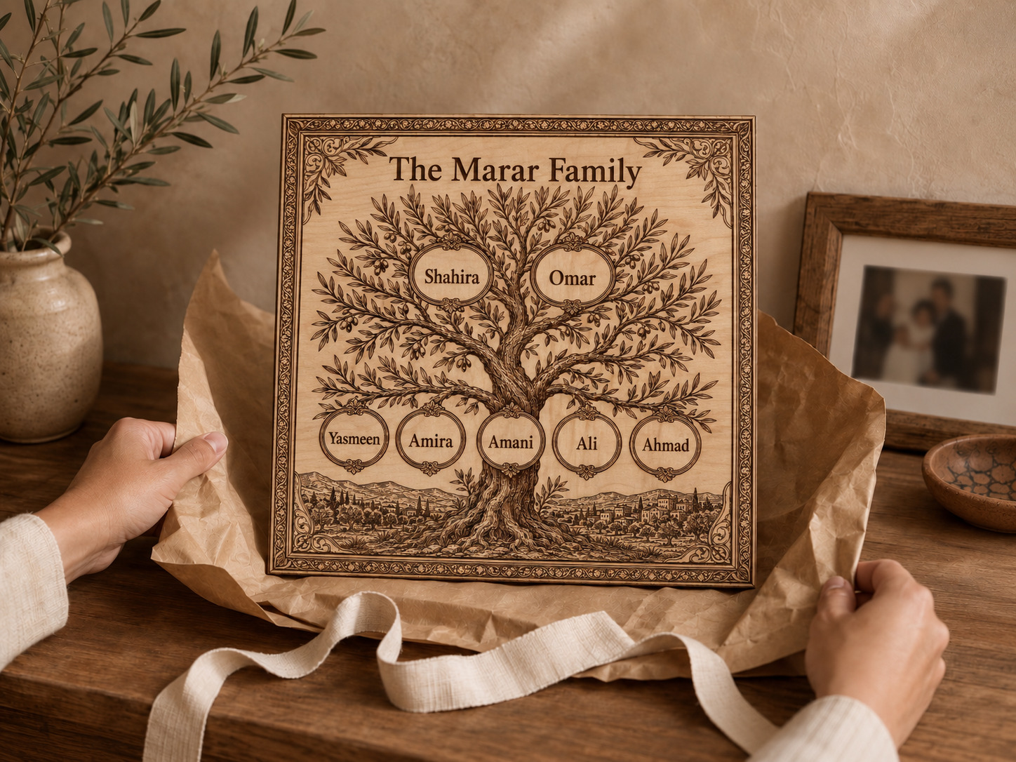 English personalized Family Tree wall art — english heirloom gift.