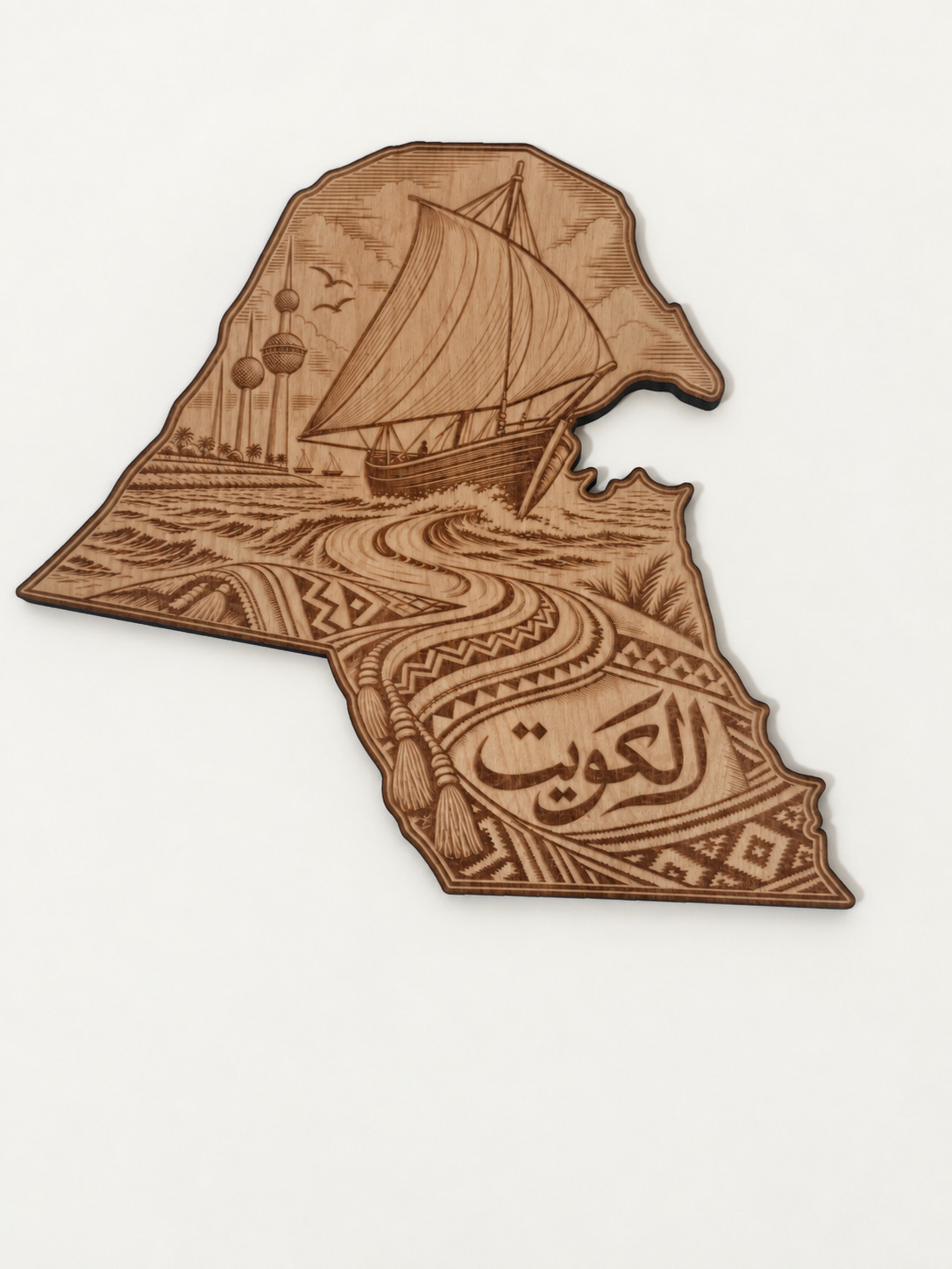 Front photograph of Kuwait · Sea & Woven Heritage, with background and lighting retouched.