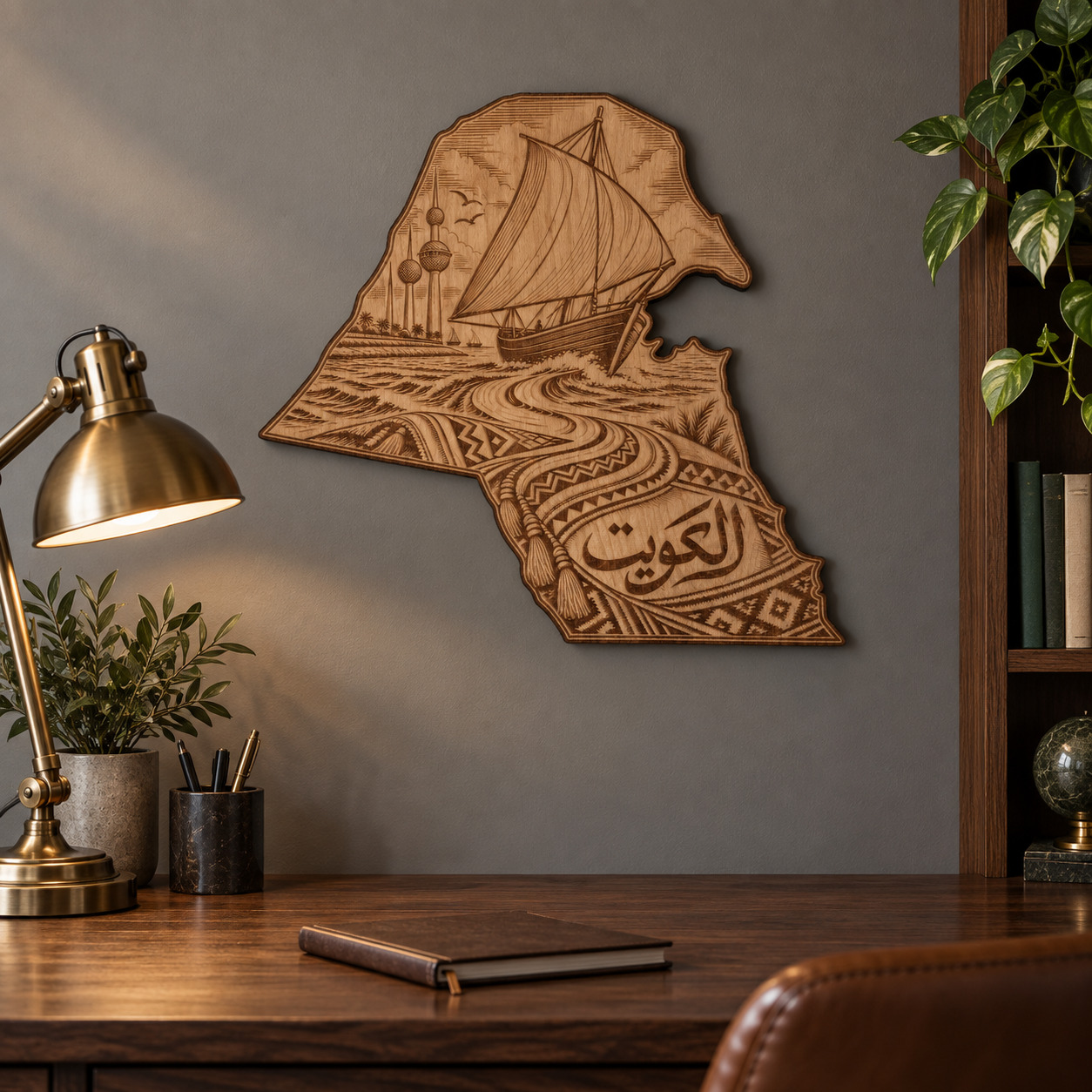 Room visualization of Kuwait · Sea & Woven Heritage; styling shown is illustrative.