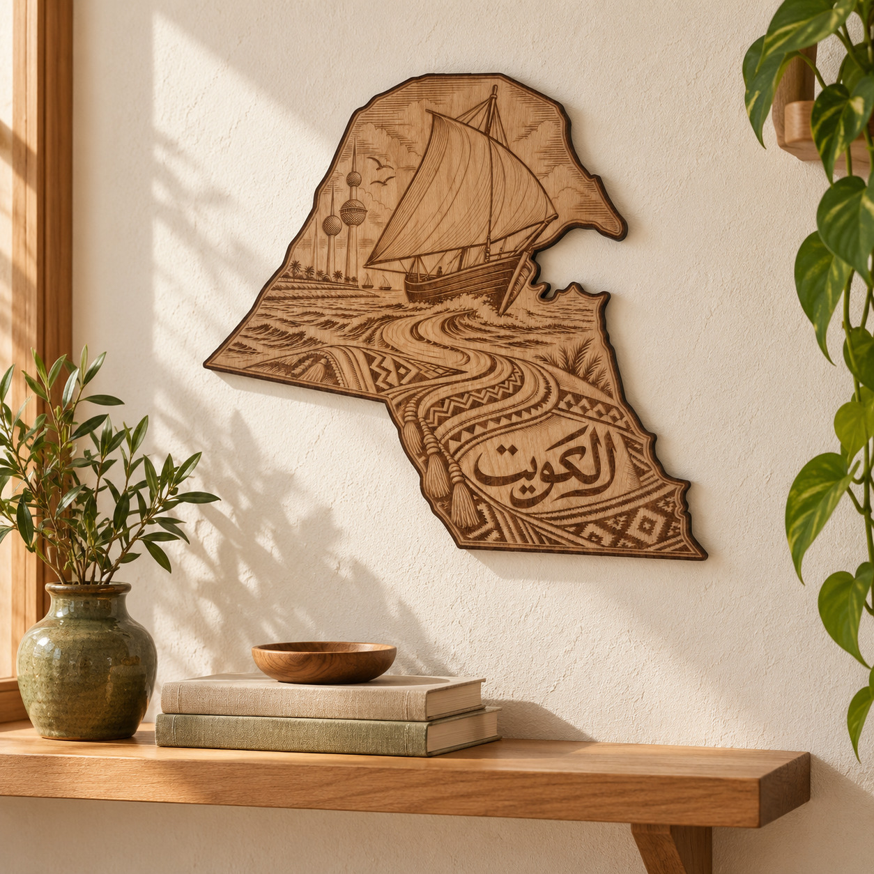 Room visualization of Kuwait · Sea & Woven Heritage; styling shown is illustrative.