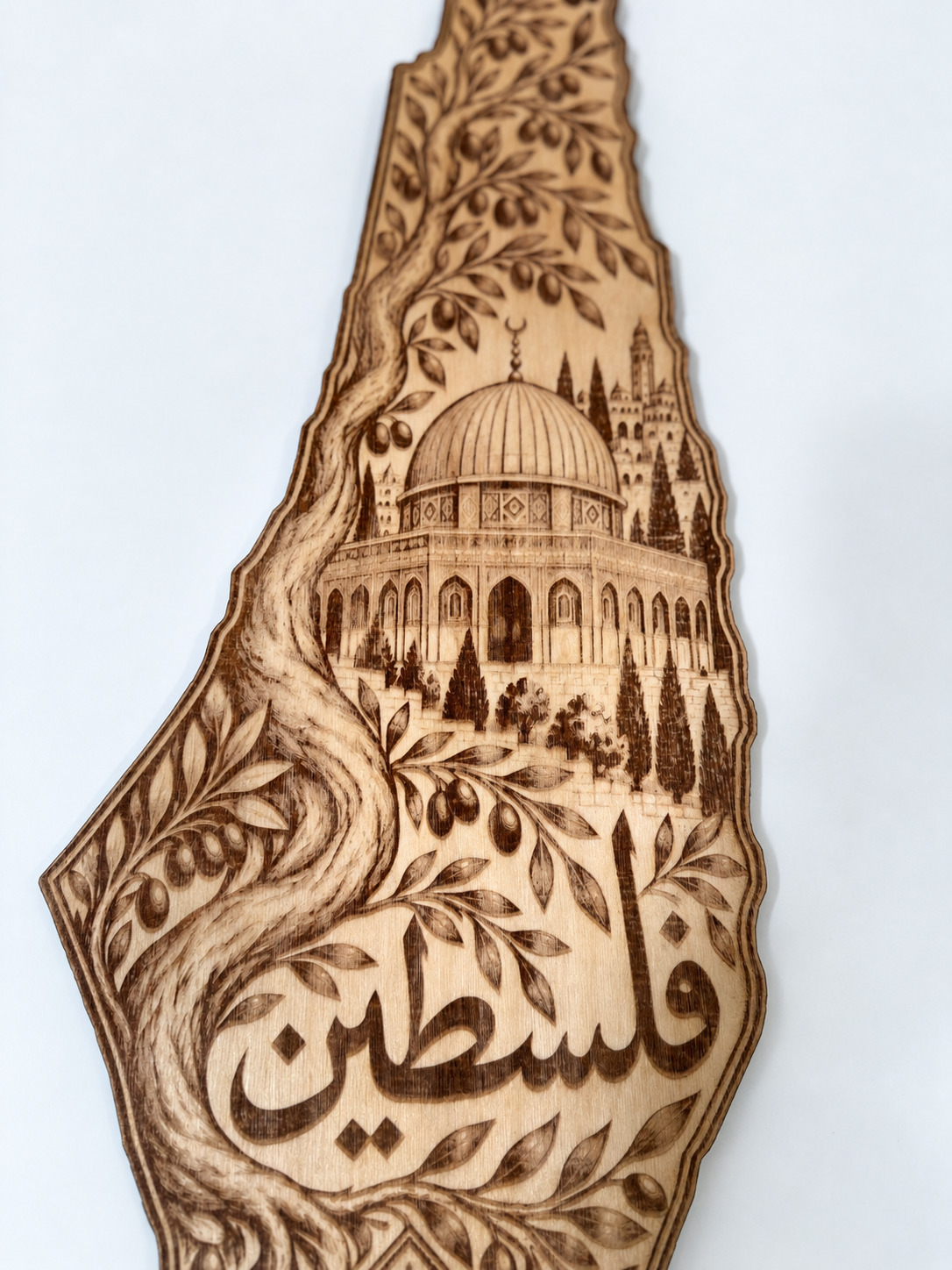 Detail photograph of Palestine · Rooted in Heritage, with background and lighting retouched.