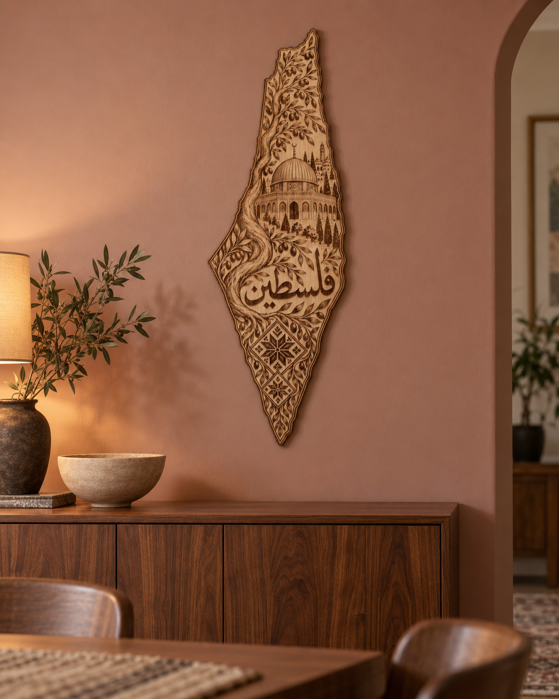 Room visualization of Palestine · Rooted in Heritage; styling shown is illustrative.