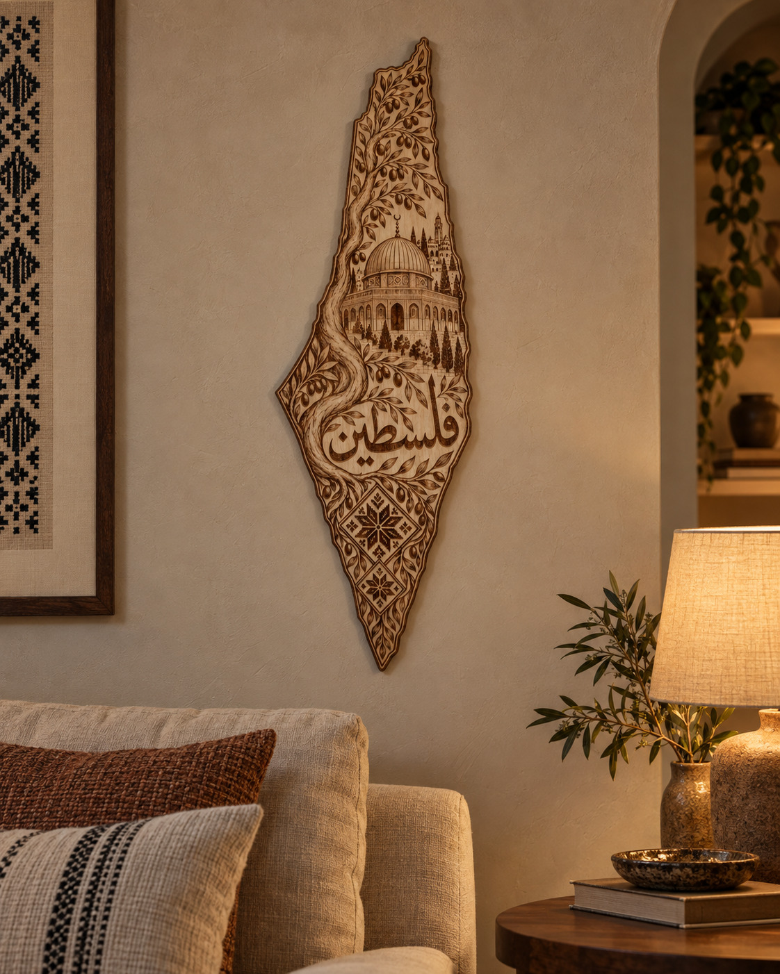 Room visualization of Palestine · Rooted in Heritage; styling shown is illustrative.