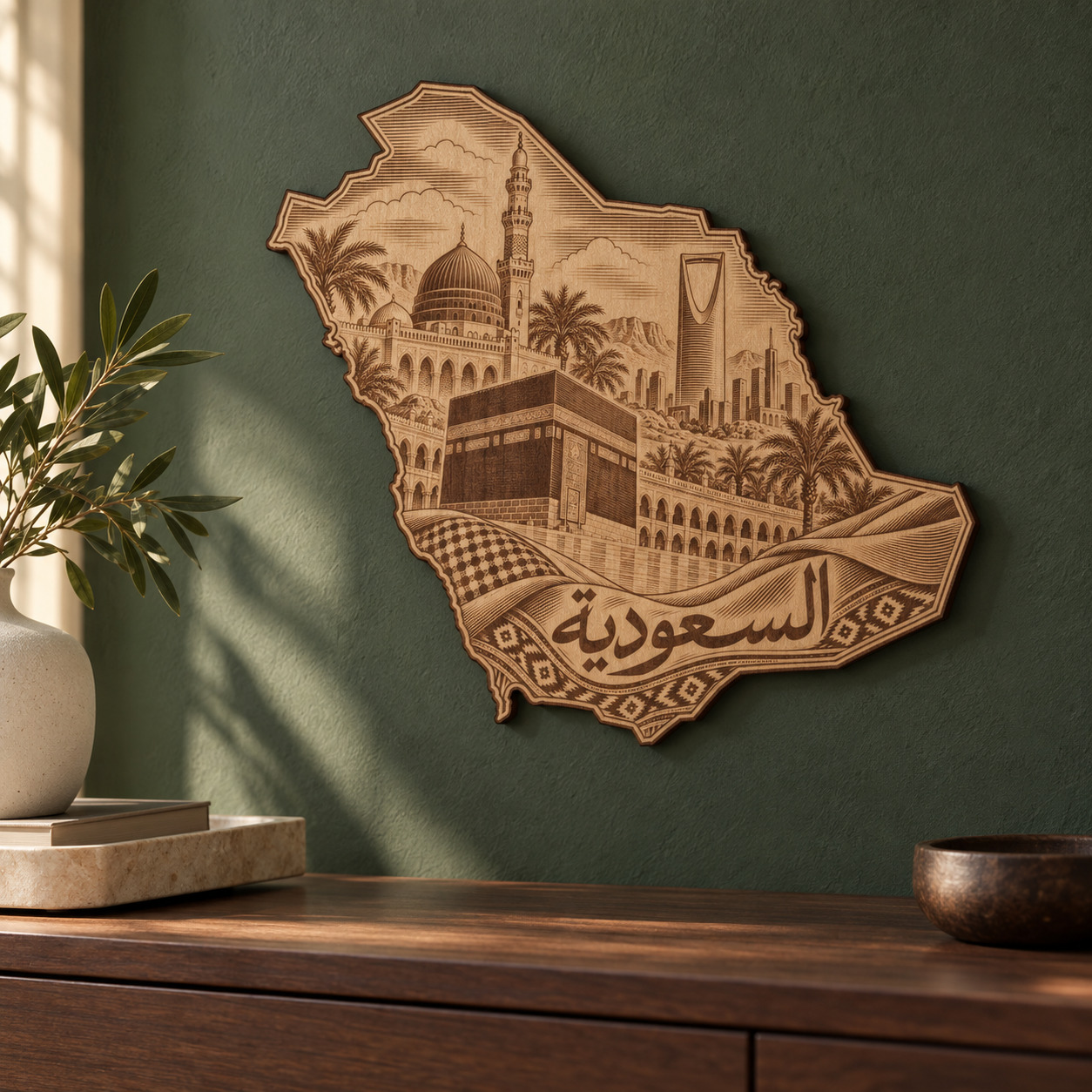 Room visualization of Saudi Arabia · Sacred Places & Skyline; styling shown is illustrative.