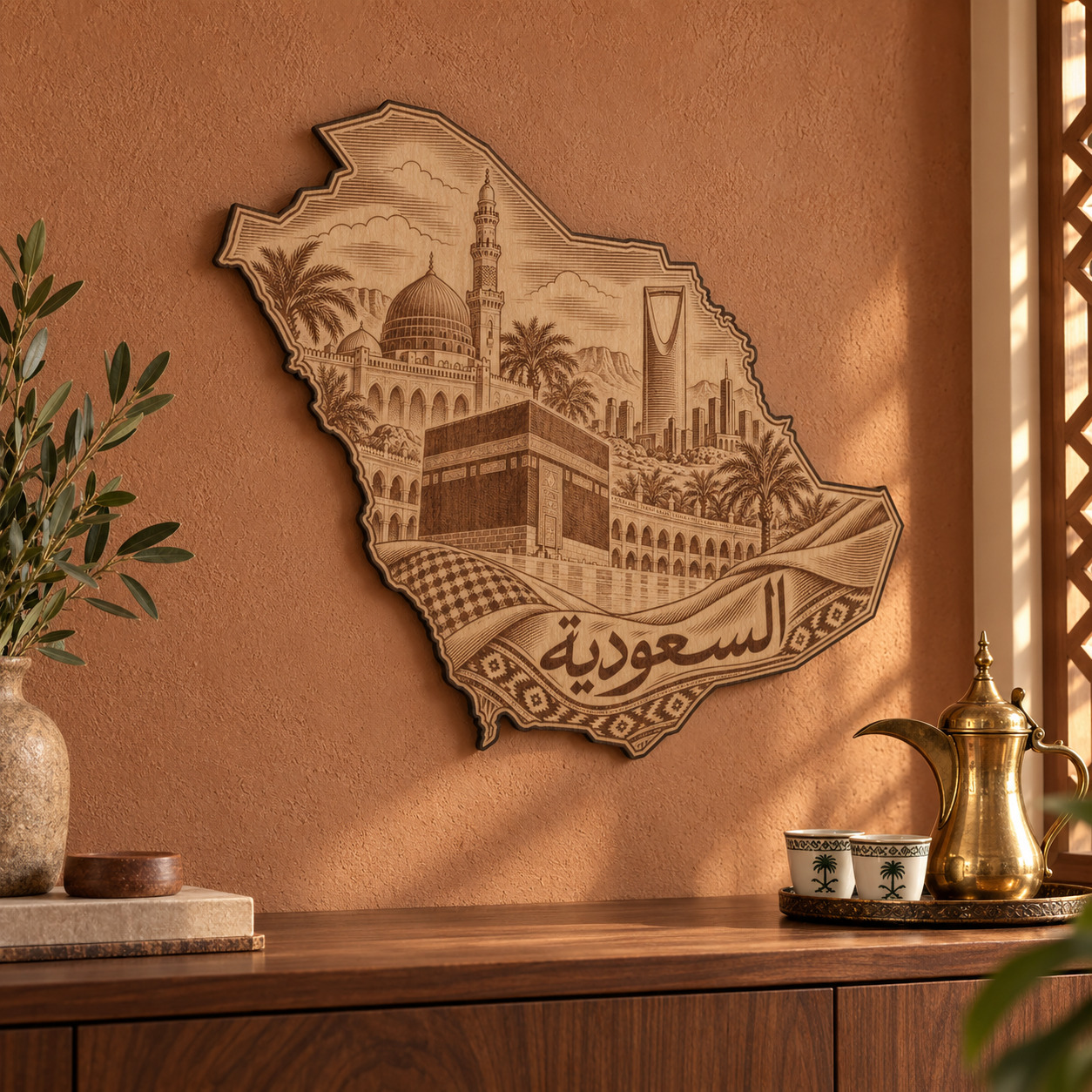 Room visualization of Saudi Arabia · Sacred Places & Skyline; styling shown is illustrative.