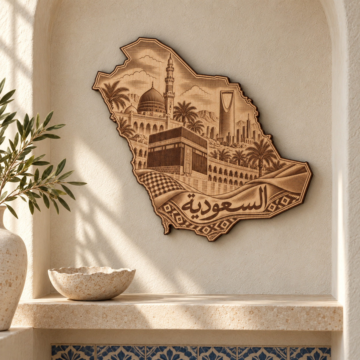 Room visualization of Saudi Arabia · Sacred Places & Skyline; styling shown is illustrative.