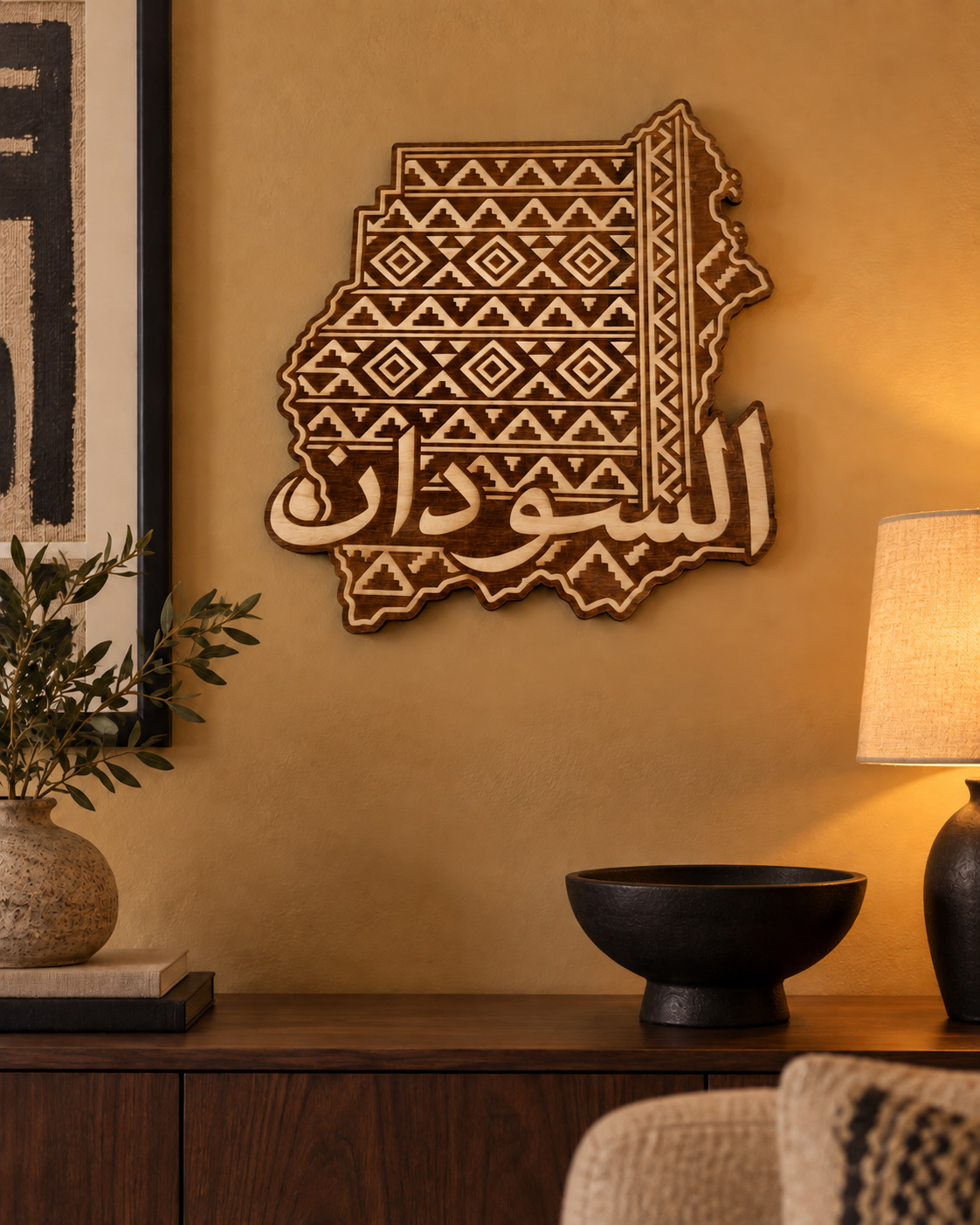 Room visualization of Sudan · Pattern & Calligraphy; styling shown is illustrative.