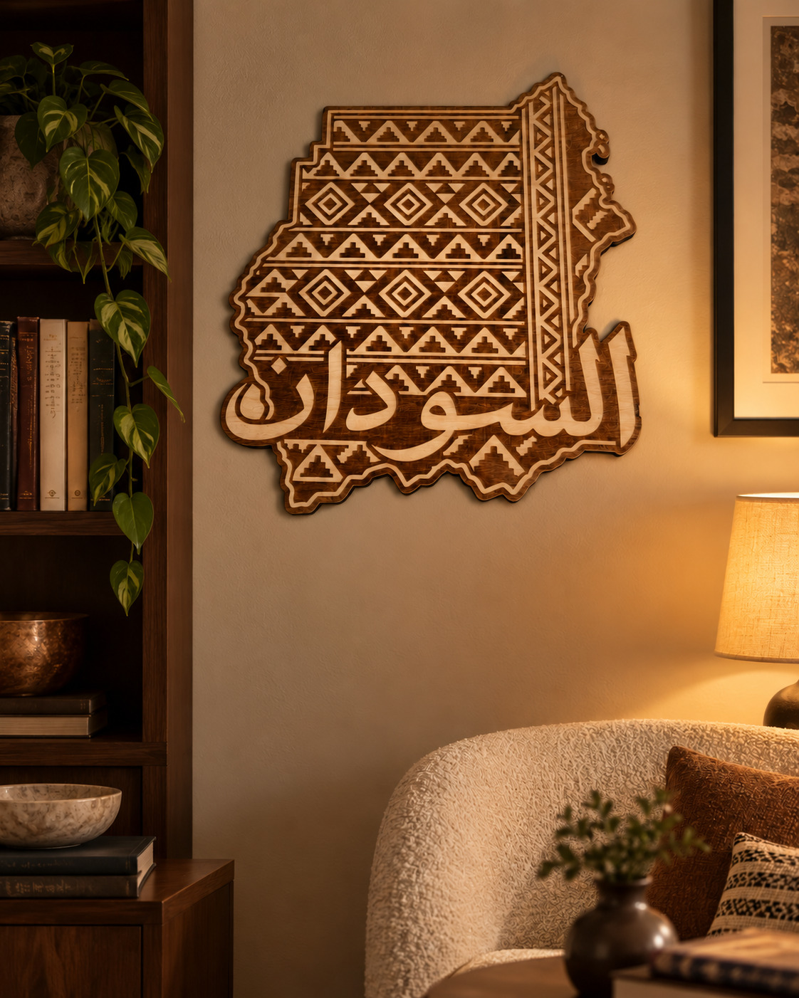 Room visualization of Sudan · Pattern & Calligraphy; styling shown is illustrative.