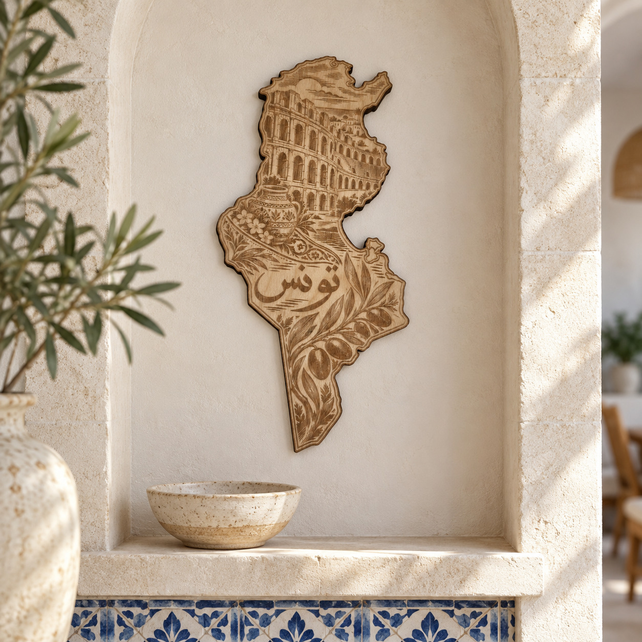 Room visualization of Tunisia · Arches & Olive Branches; styling shown is illustrative.