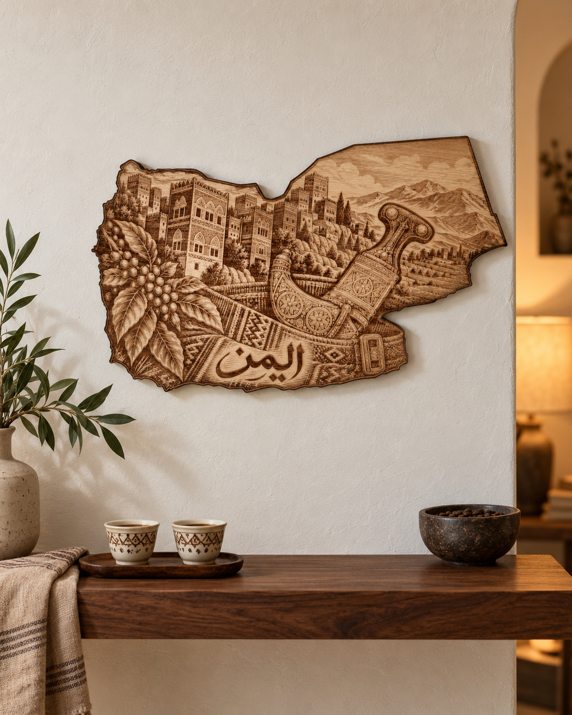 Room visualization of Yemen · Architecture & Jambiya; styling shown is illustrative.