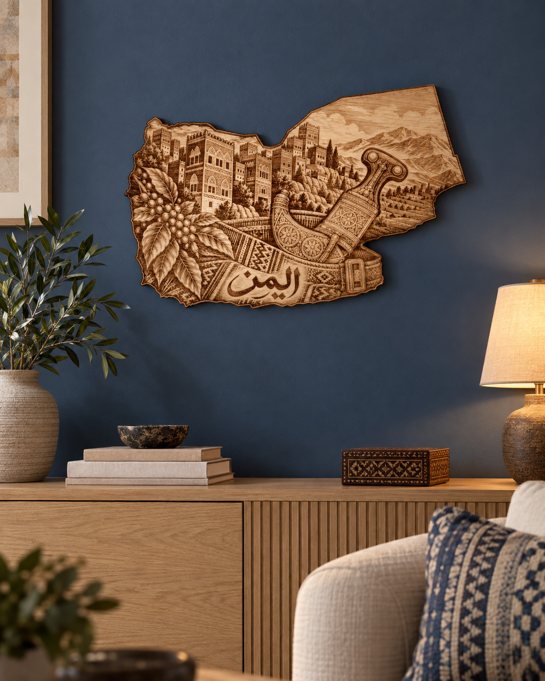 Room visualization of Yemen · Architecture & Jambiya; styling shown is illustrative.