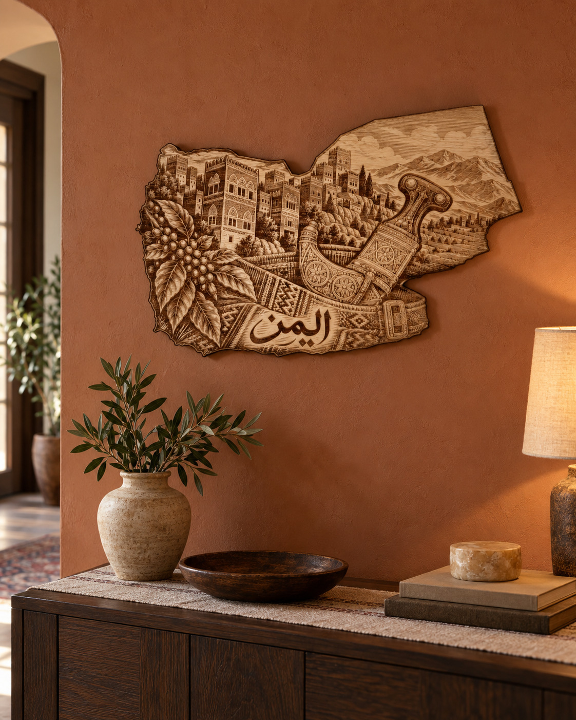 Room visualization of Yemen · Architecture & Jambiya; styling shown is illustrative.